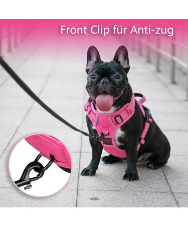 POPOT Reflective Dog Harness for Medium Dogs | Adjustable Softly Padded No-Choke Pet Vest with Control Handle (Pink Size M) - International Shipping Available - Buy Online on GoSupps.com