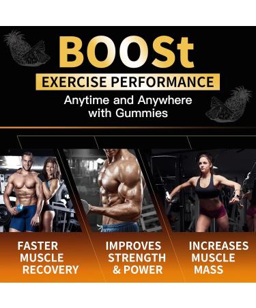 Creatine Monohydrate Gummies - Sugar Free Vegan 5g per Serving Pineapple Flavor - 120 Count for Men & Women - Buy Online on GoSupps.com