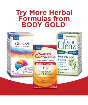 Body Gold Discreet Confidence - Helps Support Bladder Control Reduce Urgency and Frequency - Bladder Support with Urox Cranberry Extract Gluten Free Vegan 60-Day Guarantee 30 Serv 60 VegCaps - Buy Online on GoSupps.com
