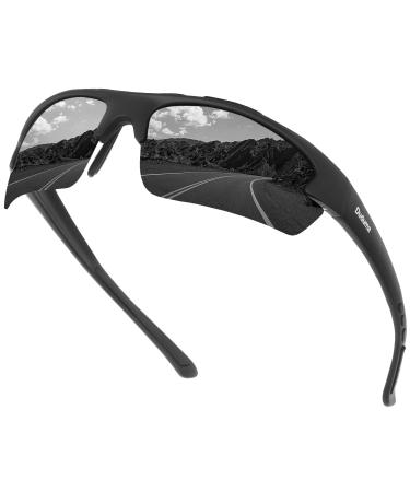 Duduma Mens sunglasses Polarized Sports Sunglasses for Men Fishing Cycling Running Golf Driving Glasses Tr62 Superlight Frame Black Matte Frame With Black Lens