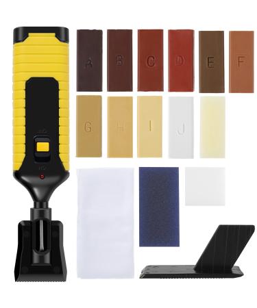 Floor Repair Kit DIY Manual Furniture Cracks Repair Kit Professional Portable Scratch Repair Tool Kit with 11x Wax Block for Home Hardwood Floors Furniture(yellow)