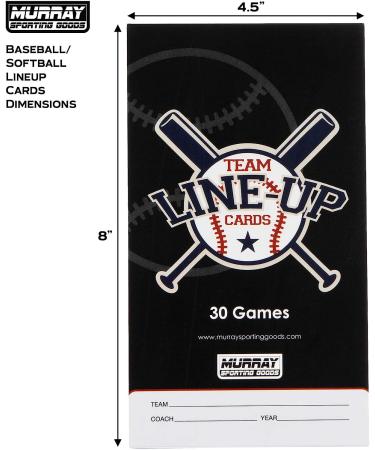 Murray Sporting Goods Baseball/Softball Lineup Cards - Set of 30 with 16 Player Roster Sheets - 4-Part Carbon Copies - Buy Online on GoSupps.com
