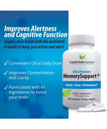 Memory Boost + Brain Support Supplement Nootropic for Focus, Concentration, Memory. Enhanced Energy, Recall and Alertness - 60 Capsules/30-day Supply. - Buy Online on GoSupps.com
