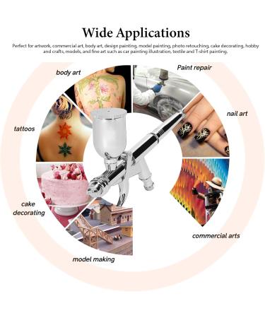 HOYYT Airbrush Kit T217A Airbrush Kit 0.5mm Air Brush Set with 15CC Paint Fluids Cups for Car Model DIY Painting Makeup Nail Art Cake Decorating Design - Buy Online on GoSupps.com