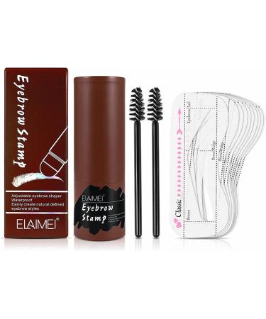Eyebrow Stamp Eyebrow Stamp Eyebrow Stencil 12 Sets Reusable Eyebrow Stencils 2 Eyebrow Pencil Brushes Waterproof Eyebrow Powder Set Dark Brown - Buy Online on GoSupps.com