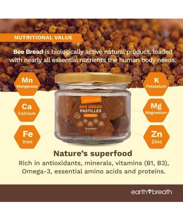 Earthbreath Assorted Bee Bread Pastilles - 150g (5.3 oz) Pure Raw Natural Perga/Ambrosia - Bee Pastilles with Black Currant Sea Buckthorn Berries and Apple Cinnamon - Buy Online on GoSupps.com