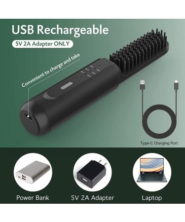 REHOYO Cordless Beard Straightener Brush - Anti-Scald, Ionic Technology, 3 Temp Settings - Portable Straightening Comb for Men's Hair, Beard - Black - Buy Online on GoSupps.com