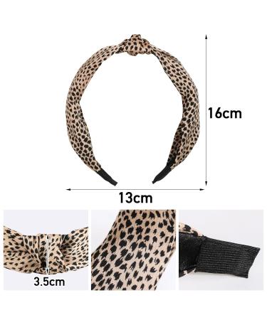 BETESSIN 4pcs Leopard Print Hairband Set | Wide Headbands for Women & Girls | Stylish Knot & Heart Hair Accessories - Buy Online on GoSupps.com
