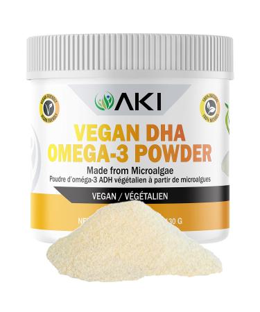 AKI Omega 3 DHA Micro Algae Powder Supplements - Plant Based Keto Vitamin - Alternative to Fish or Krill Oil - Vegan & Non-GMO (4.58oz/130g) 4.6 Ounce (Pack of 1)