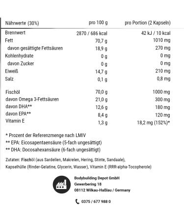 Bodybuilding Depot Omega 3 Fish Oil Capsules - High Dose 500mg 400 Capsules with DHA & EPA for Optimal Health - Buy Online on GoSupps.com