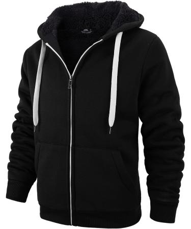 SCODI Men's Heavyweight Fleece Hoodie - Full Zip Sherpa Lined Sweatshirt, Black - Size Medium - Buy Online on GoSupps.com