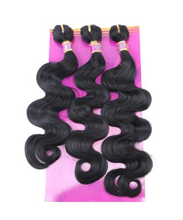 3 Bundles Body Wave Synthetic Hair Weave Extensions 16 18 20 Inches Mixed Color Black Hair Weft (1)