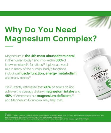 HUJ Magnesium Complex Supplement - Five Types of Magnesium - Supports Energy Production Muscle Relaxation & Cardiovascular Health* - 60 Tablets. - Buy Online on GoSupps.com