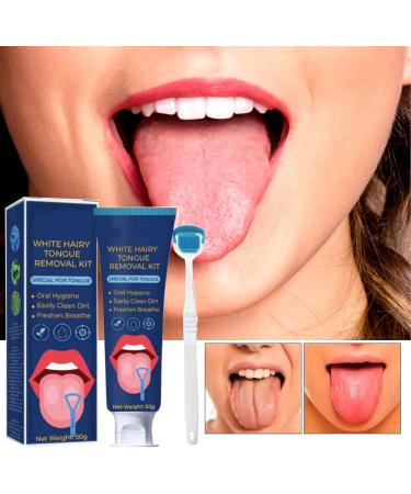 2-Piece Tongue Cleaning Brush & Gel Set for Fresh Breath | Mint Oral Hygiene Tools - Buy Online on GoSupps.com