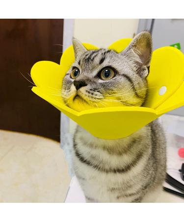 3Pcs Cat Recovery Collar Set - Sunflower Neck Cone for Anti-Licking & Biting - Pink Orange Yellow - Buy Online on GoSupps.com