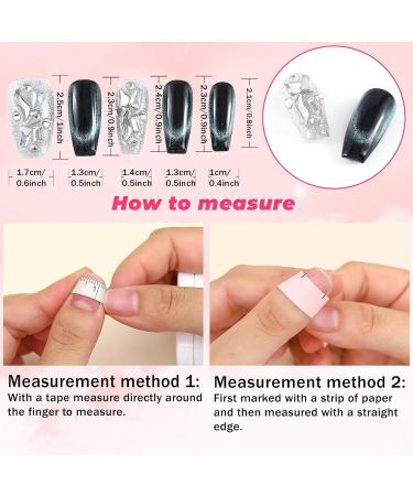 Sethexy Glitter Rhinestone Long Coffin Fake Nails Cat Eye Handmade False Nails Green Crystal Glossy Press on Nails Salon Durable Quality Nails for Women and Girls(C) - Buy Online on GoSupps.com