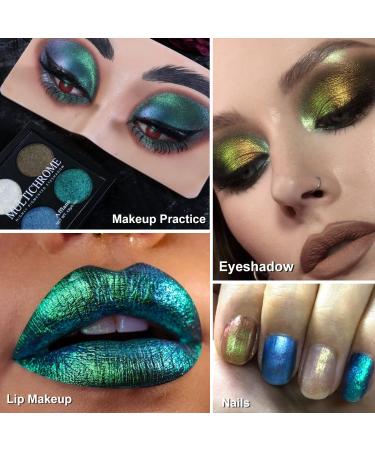 Afflano Multichrome Blue Green Eyeshadow Palette - Pigmented Duo Chrome Glitter for Hazel & Green Eyes | Shimmery Holographic Makeup - Buy Online on GoSupps.com