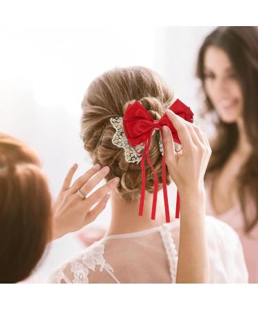 Beaupretty Large Bow Hair Clip Lace Bow Hair Clip Decorative Hair Clip Huge Bow Barrette Hair Bows for Women Red - Buy Online on GoSupps.com