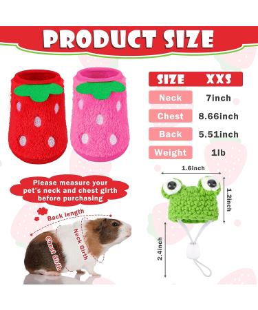 4-Piece Guinea Pig Outfit Set: 2 Clothes & 2 Mini Hats with Adjustable Strap - Frog Style Guinea Pig, Hamster, Bunny Warm Vest & Hand-Knitted Hat Bundle - Buy Online on GoSupps.com
