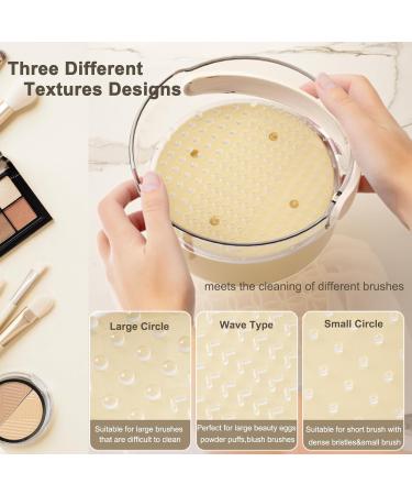 3 in 1 Makeup Brush Cleaner Mat & Bowl Set - Dust-proof Lid Hanging Drying Basket for Brushes & Sponges - Organize & Clean Makeup Tools (Cream - Buy Online on GoSupps.com