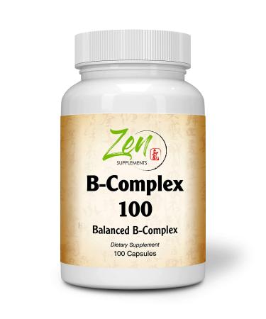 Complete B-Complex Vitamin Supplement - Full-Spectrum B Vitamin Supplement with Folic Acid Biotin Inositol - for Immune & Cardio Health Energy Metabolism - 100 Capsules