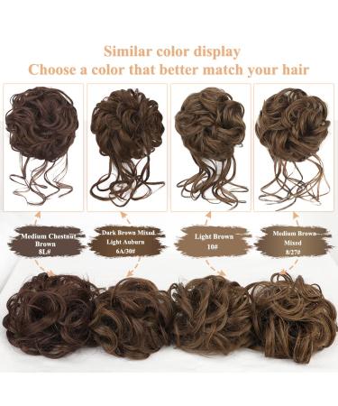 Deethens Messy Hair Bun Scrunchie - Curly Updo Ponytail Chignon Hairpiece in Medium Chestnut Brown - Buy Online on GoSupps.com