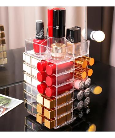 Sooyee 360 Degree Spinning Lipstick Organizer - 53 Spaces Acrylic Cosmetic Display Case - Buy Online on GoSupps.com