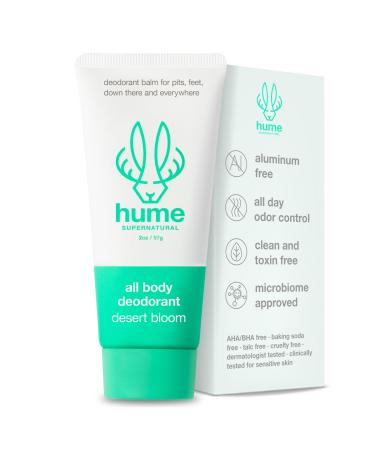 Hume Supernatural Invisible Whole Body Deodorant Balm - Full Body Protection - Aluminum Free No Baking Soda - Anti-Chafing Odor Control - Clinically Tested on Sensitive Skin (Desert Bloom 1-Pack)