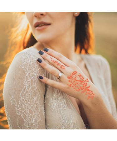 CUTELIILI 24 Sheets Henna Temporary Tattoo Stencil for Women and Kids - Reusable DIY Designs, Airbrush Tattoo Sticker - Christmas Gift - Buy Online on GoSupps.com