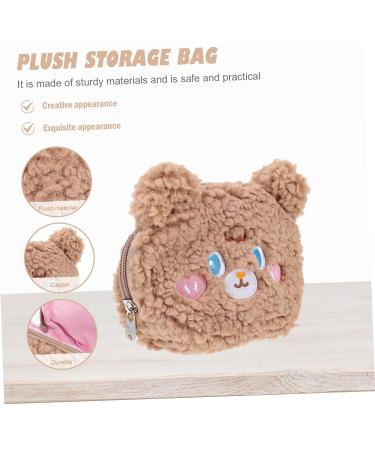 Plush Girl Wallet Mini Handbag Cosmetic Bag in Brown - Portable Money & Cosmetics Holder 15.5X12X5.5CM - Buy Online on GoSupps.com