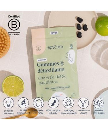 EPYCURE - Sugar-free Detoxifying Gummies - Fight against Weightgain Fatigue Skin Problems & Digestion - 100% Natural - Artichoke Chicory Spirulina - 15 Days - Vegan - Made in France - Buy Online on GoSupps.com