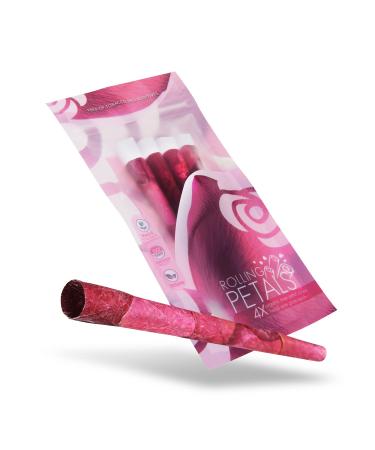Rose Cones Flower Petal Prerolled Cone | 4 Cones | Natural Organic Rose Petal Handrolled Cones Unrefined, Earthy, Organically Scented Rose Pre Rolled Cones Ranging in Color Shades of Vibrant Burgundy Burgundy Rose Petals 4