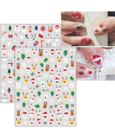 Christmas Nail Stickers 9 Sheets Self-Adhesive Nail Decal Snowflake Santa Claus Hat Red Nail Art Decoration Design Supplie - Buy Online on GoSupps.com