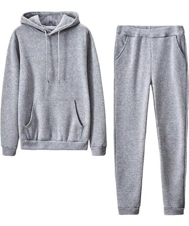 oelaio Women's Hooded Sweatshirt and Sweatpants Set | 2 Piece Tracksuit Outfit | S-3XL | Gray - Buy Online on GoSupps.com