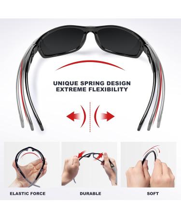 Rivbos RB831/RB832 Polarized Sports Sunglasses for Men & Women - Lightweight UV400 Cycling & Hiking Glasses (Black/Grey) - Buy Online on GoSupps.com