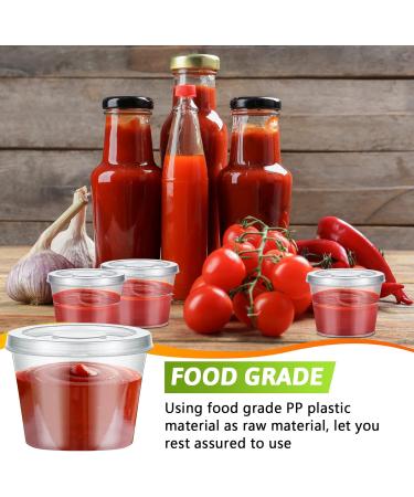 60 Pack 1 oz Plastic Condiment Cups with Lids - Leak Proof Mini Sauce Containers for Salad Dressing - Disposable Portion Souffle Cups for Sauces and Jelly Shots - Buy Online on GoSupps.com