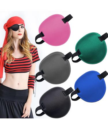 5PCS Eye Patch Adjustable Eye Patches Medical Eye Patch Amblyopia Lazy Eye Patches for Left or Right Eyes (Black Grey Blue Green Pink)