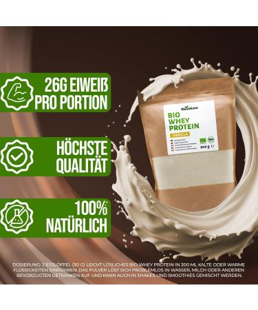  RheinNatur RheinNatur Organic Vanilla Whey Protein Powder 900g - Protein Powder with Natural Flavour and Soy Free - 100% Organic Whey Pr - Buy Online on GoSupps.com