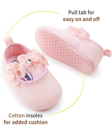 2 x Toddler Flower Girl Shoes + Headband | Non-Slip Soft Special Occasions Christening Wedding Party Shoes | Size 0-6 Months | Pink - Buy Online on GoSupps.com