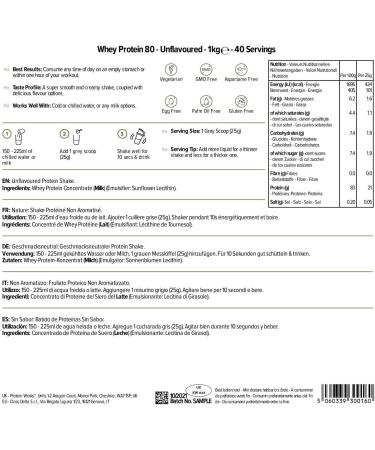 Buy Protein Works Whey 80 Protein Powder - 1kg Tasteless Premium Protein Concentrate | Low Sugar High Quality - Buy Online on GoSupps.com