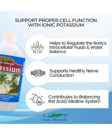 Eidon Liquid Potassium Supplement - Bioavailable Ionic Formula for Proper Cell Function - All Natural, Vegan, Gluten-Free - 18 Oz Bottle - Buy Online on GoSupps.com