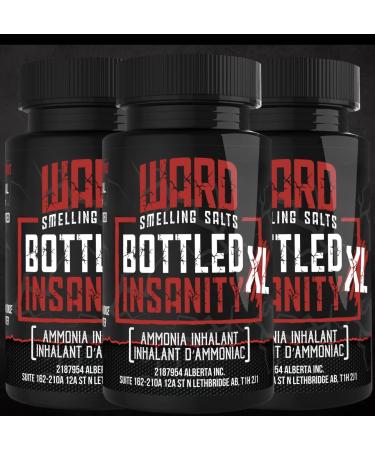 3 PCS Ward Smelling Salts - Bottled Insanity - Insanely Strong Ammonia Inhalant for Athletes | Smelling Salt for Athletes - Powerlifting Hockey Football Weight Lifting and More |