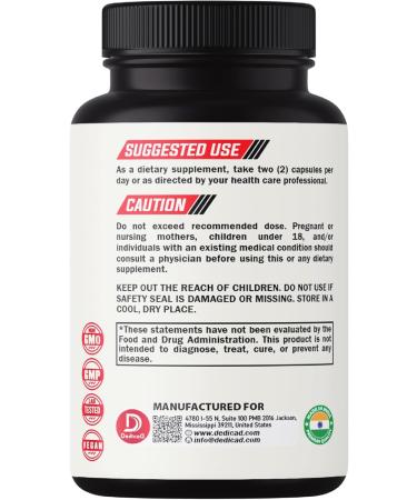 DEDICAD 13in1 Ceylon Cinnamon Capsules - 200 Capsules with Chromium Picolinate, Biotin, Grape Seed, Elderberry & More - Buy Online on GoSupps.com