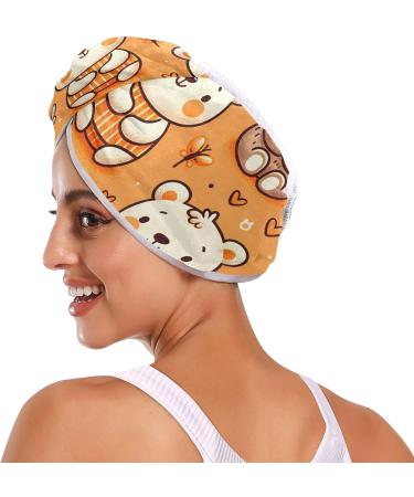 Cute Doodle Bears Hair Towel 2 Pack | Super Absorbent Quick Dry Hair Turbans for Women & Girls - Perfect Hair Drying Solution - Buy Online on GoSupps.com