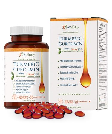 A1 Vitality Turmeric Curcumin NovaSOL Supplements 1000mg More Potent Than Bioperine - Inflammation, Joint Pain Relief - 185x Bioavailable Than Turmeric Black Pepper Capsules  Best Natural Softgels - Buy Online on GoSupps.com