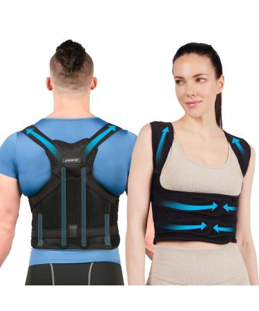 Back Brace Posture Corrector for Men and Women Brace for Upper and Lower Back Pain Relief Adjustable Full Back Support Improve Back Posture and Lumbar Support (Black Large) Large Black