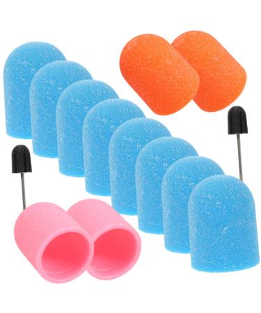 Housoutil 3 Sets Nail Color Sand Cap Pro Tools Nail Callus Remover Caps Nail Supplies for Nail Techs Manicure Nail Files Sanding Caps Inner Ring Plastic Polishing Head Portable