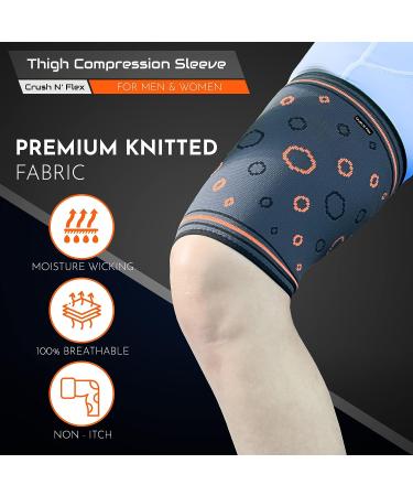 CrushN'Flex Thigh Compression Sleeves (Pair) - Thigh Support for Upper Leg, Quad, Hamstring - Ideal for Running, Sports, Weightlifting - Groin Pulls, Active Recovery - Men and Women (Medium) - Buy Online on GoSupps.com