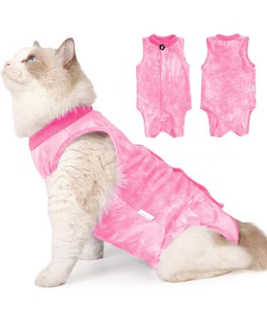 Lianzimau Cat Recovery Suit M Pink - Post Surgery Bodysuit for Cats - Anti Lick & Spay Recovery Clothing - Buy Online on GoSupps.com