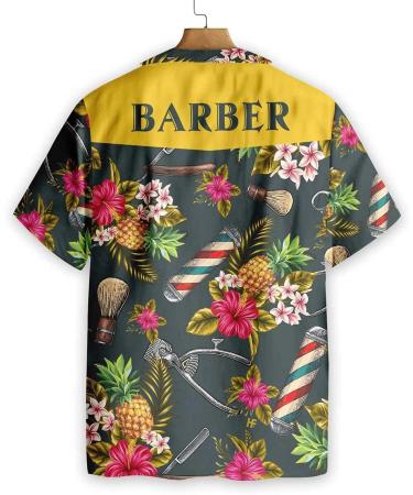 HYPERFAVOR Tropical Barber Shirts for Men- Casual Short Sleeve Barber Shirt Men- Unique Barber Hawaiian Shirts for Men 4X-Large V7 - Buy Online on GoSupps.com